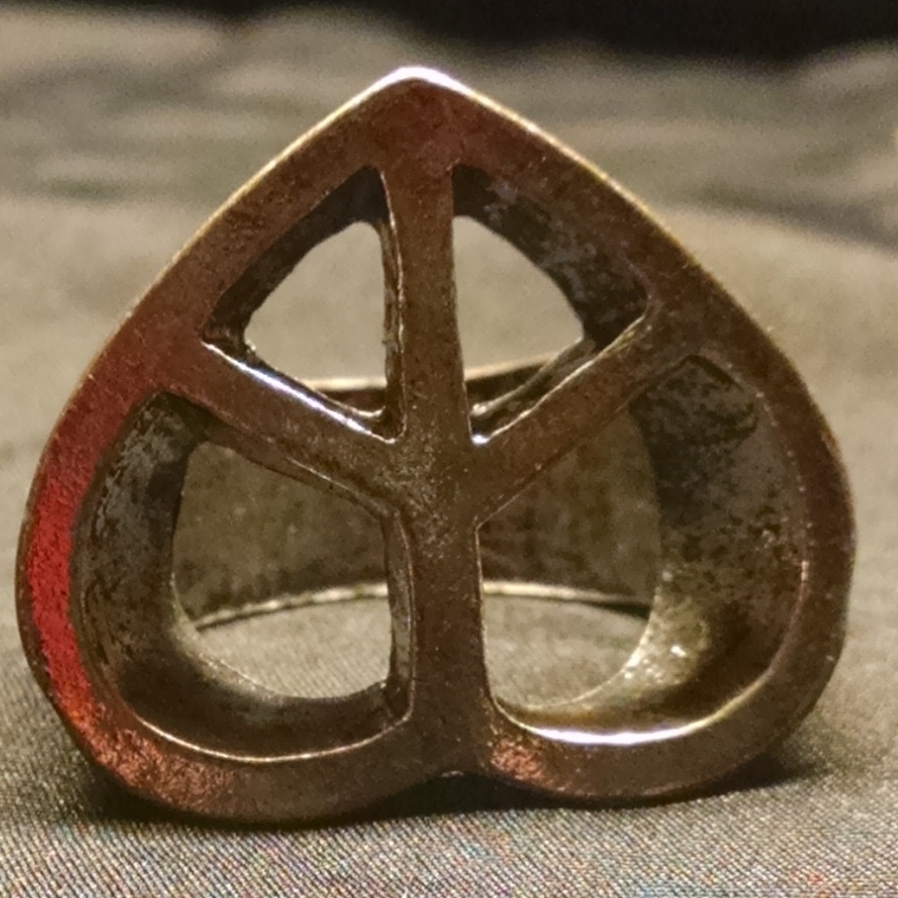 Rare Vintage Antique Style Heart Peace Sign Ring - Picture 11 of 14